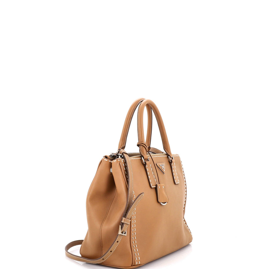 Galleria Double Zip Tote Stitched Leather Medium