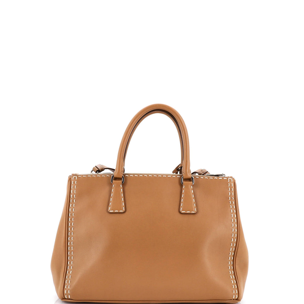 Galleria Double Zip Tote Stitched Leather Medium