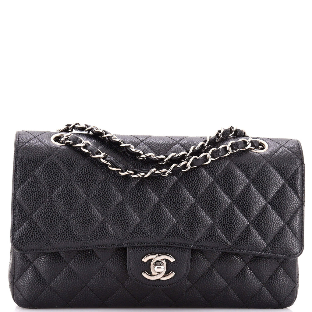 Vintage Classic Double Flap Bag Quilted Caviar Medium