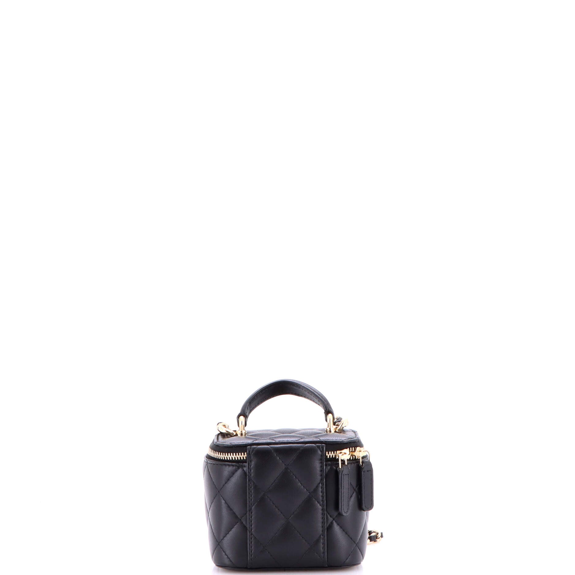 Classic Top Handle Vanity Case with Chain Quilted Lambskin Mini