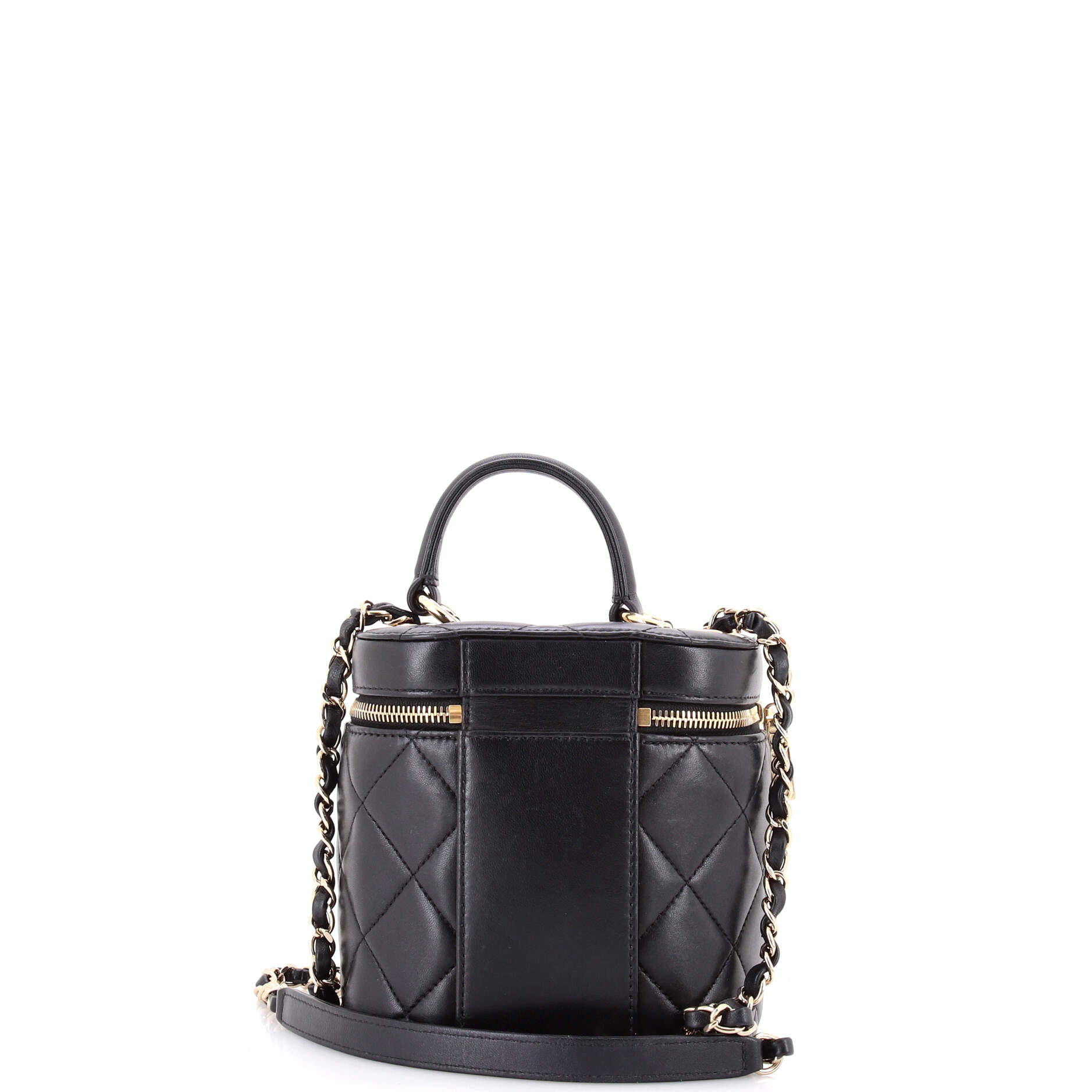 Trendy CC Top Handle Vanity Case Quilted Lambskin Small