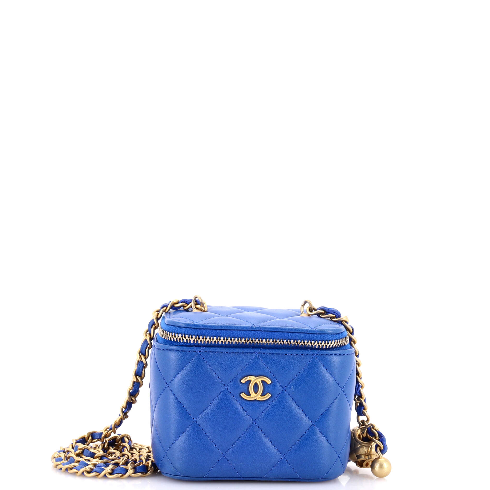 Pearl Crush Vanity Case with Chain Quilted Lambskin Mini