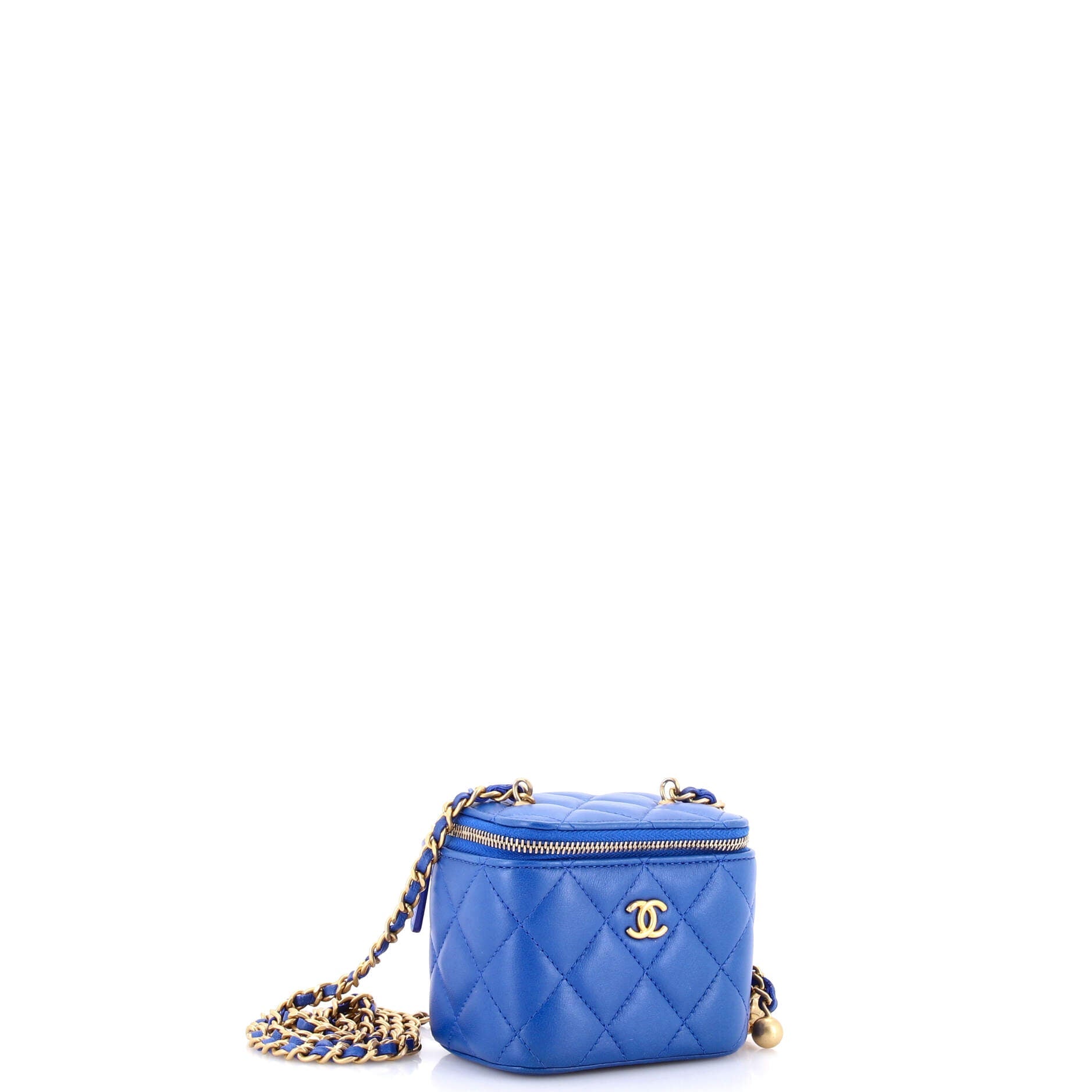 Pearl Crush Vanity Case with Chain Quilted Lambskin Mini