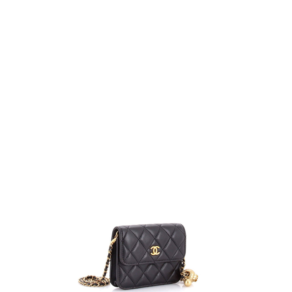 Pearl Crush Flap Clutch with Chain Quilted Lambskin Mini