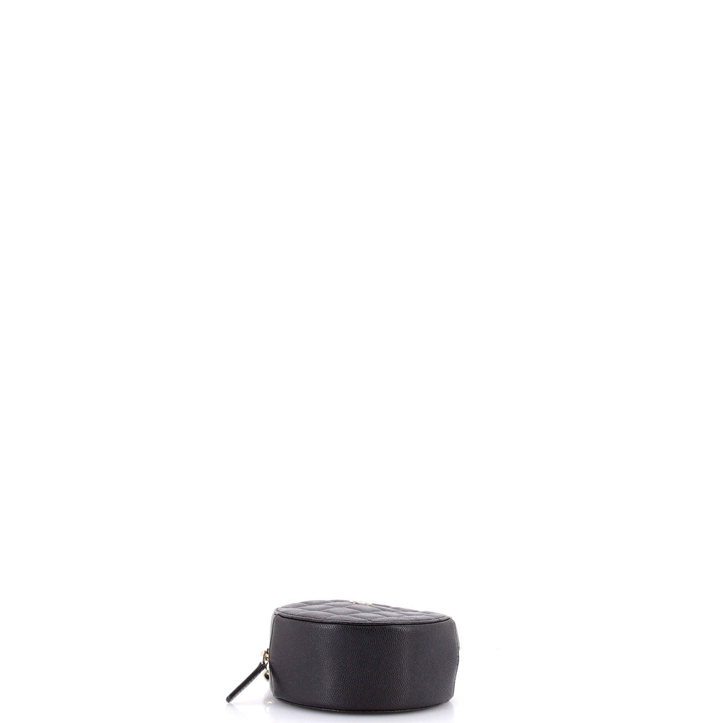 Round Clutch with Chain Quilted Caviar Mini