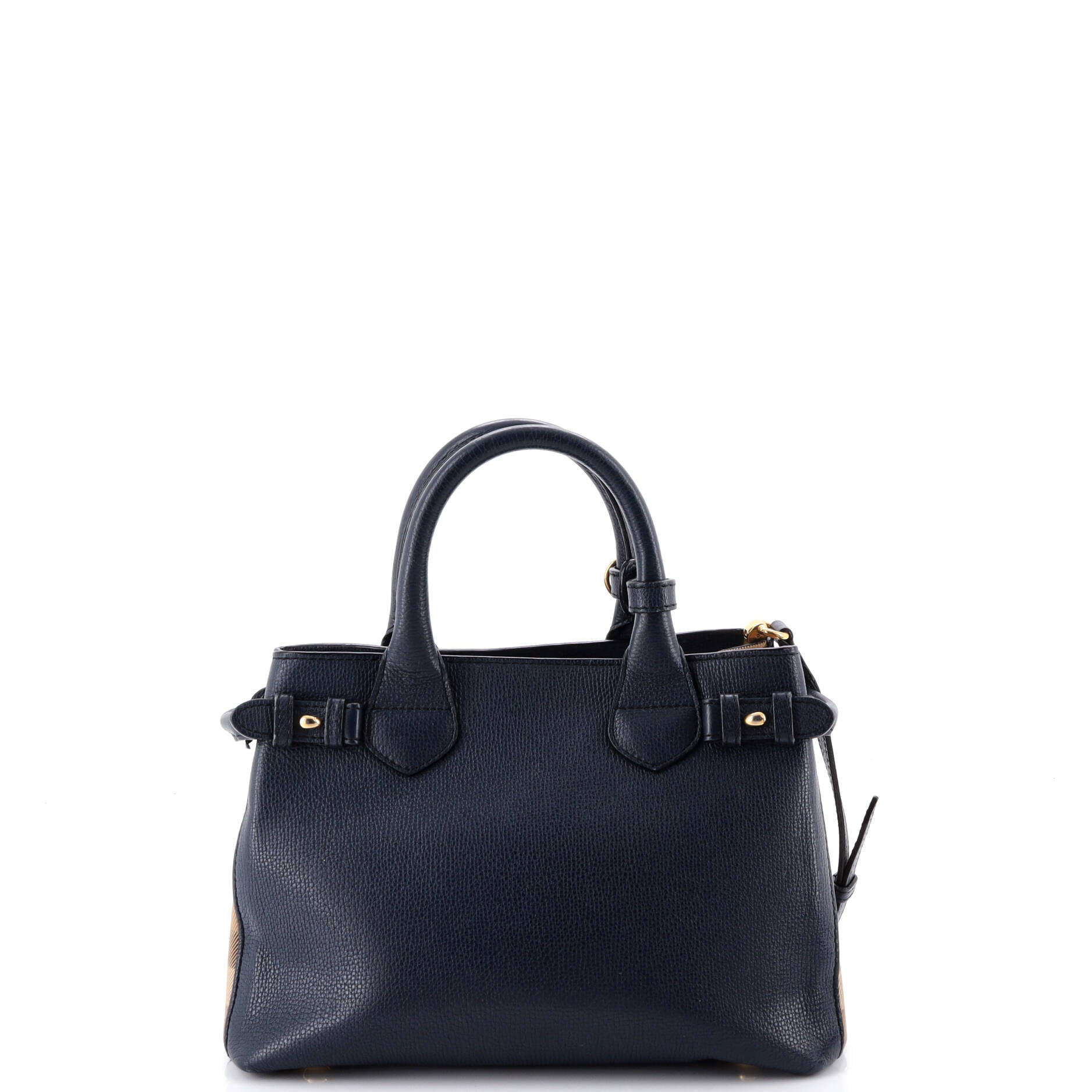 Banner Tote Leather and House Check Canvas Small