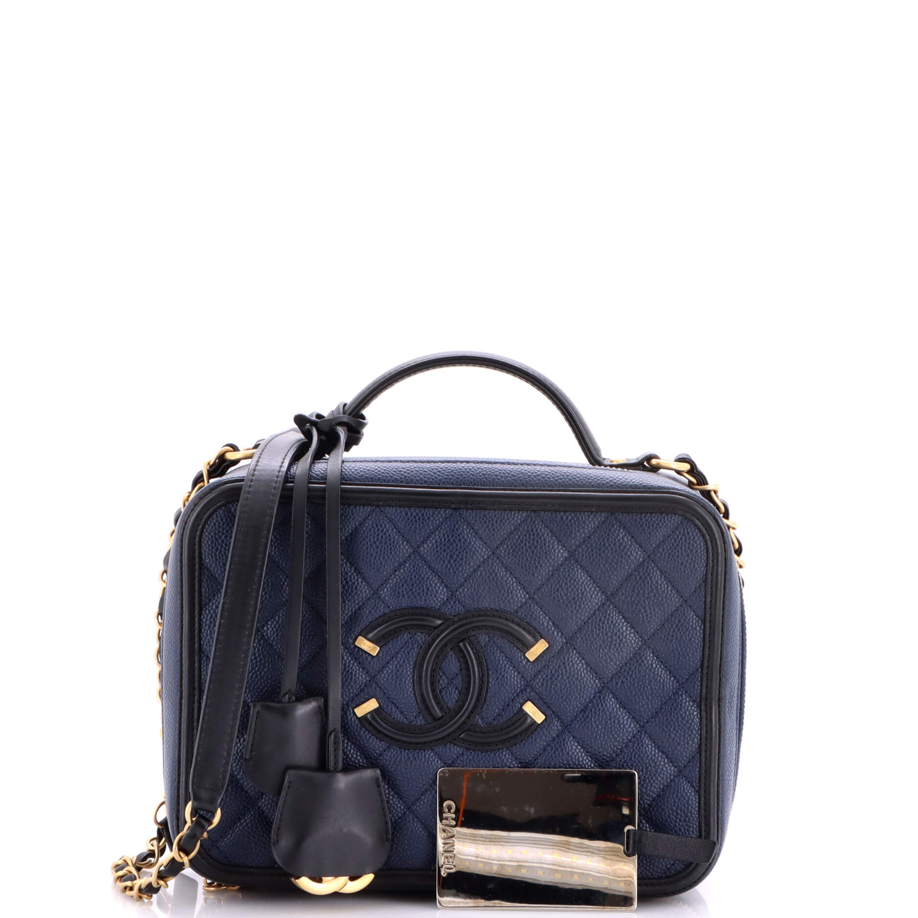 Filigree Vanity Case Quilted Caviar Large