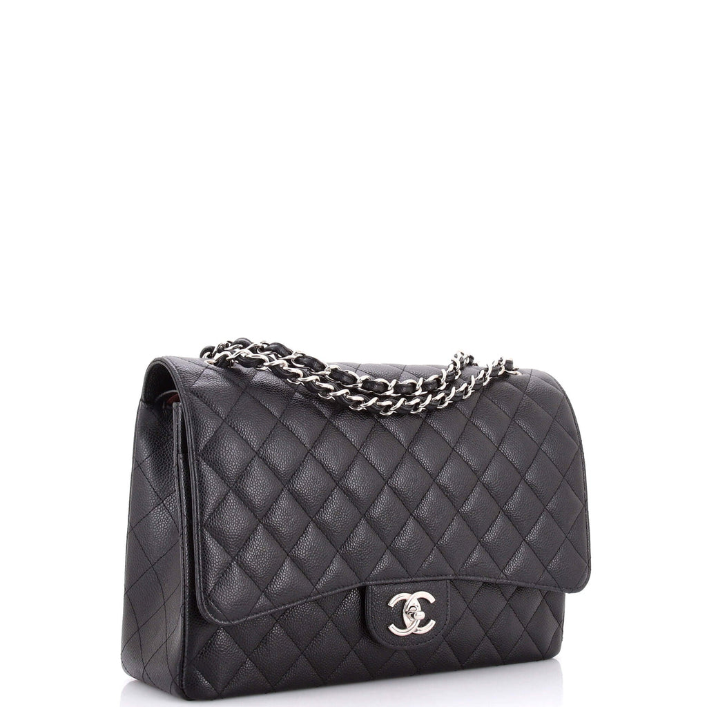 Classic Double Flap Bag Quilted Caviar Maxi