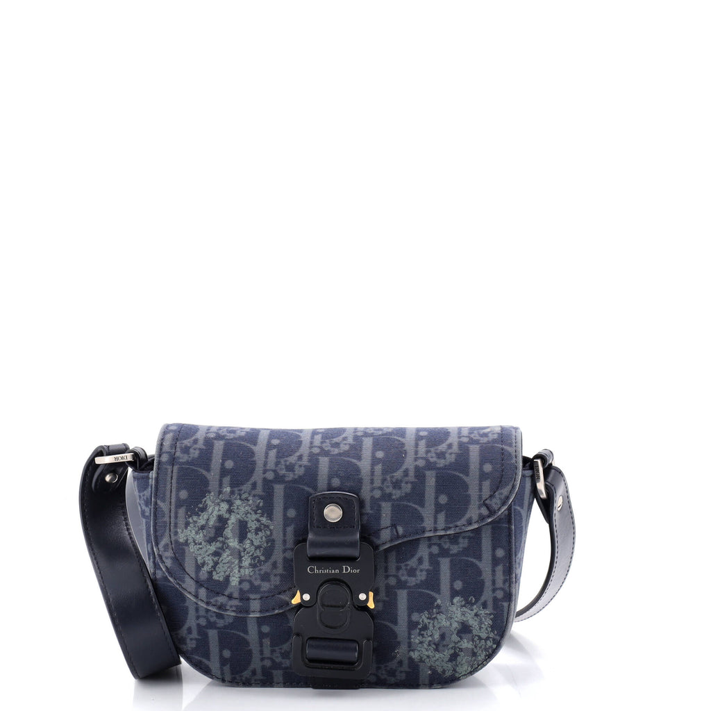 x Denim Tears Saddle Buckle Flap Messenger Bag Printed Oblique Denim Small
