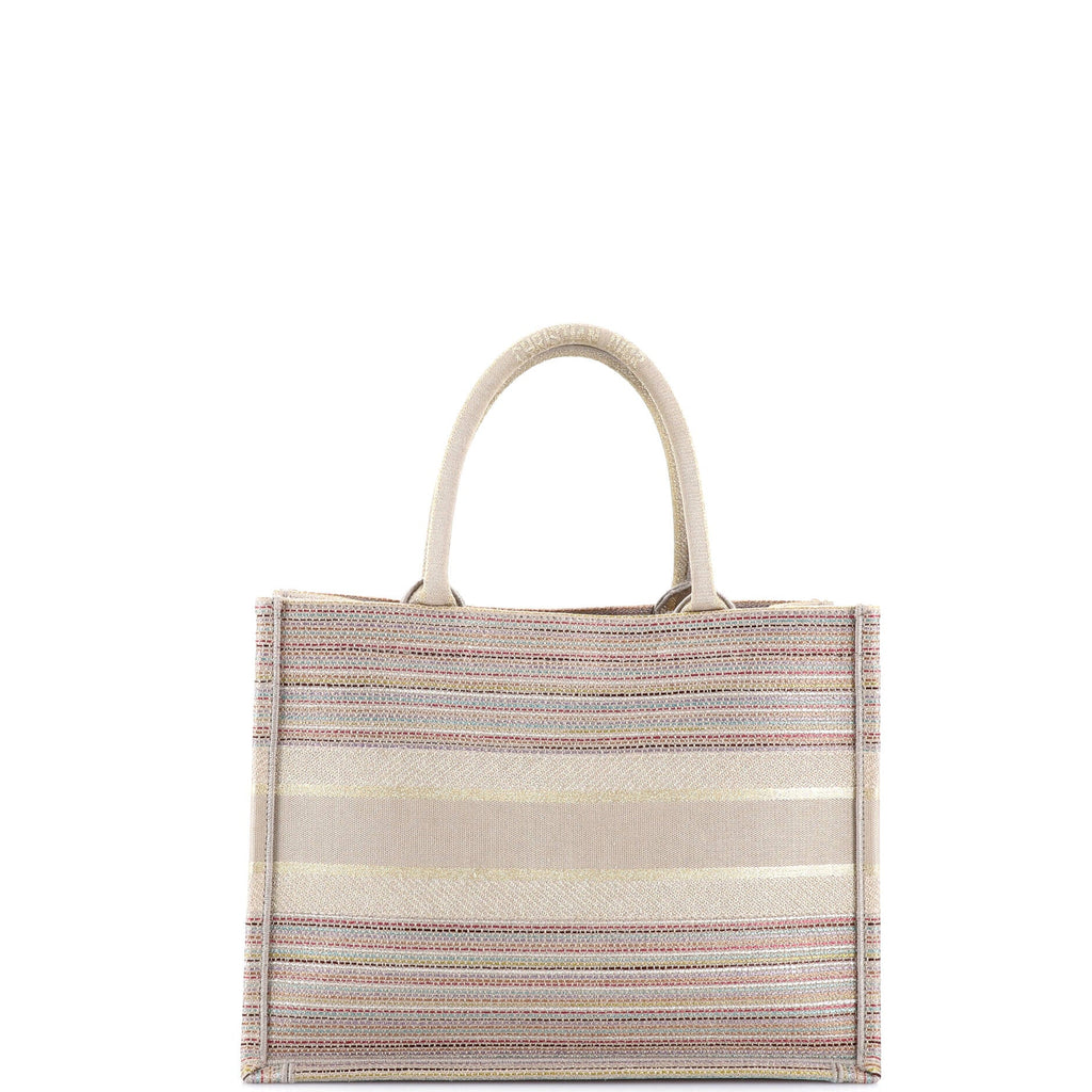 Book Tote Multicolor Stripes Embroidered Canvas Medium