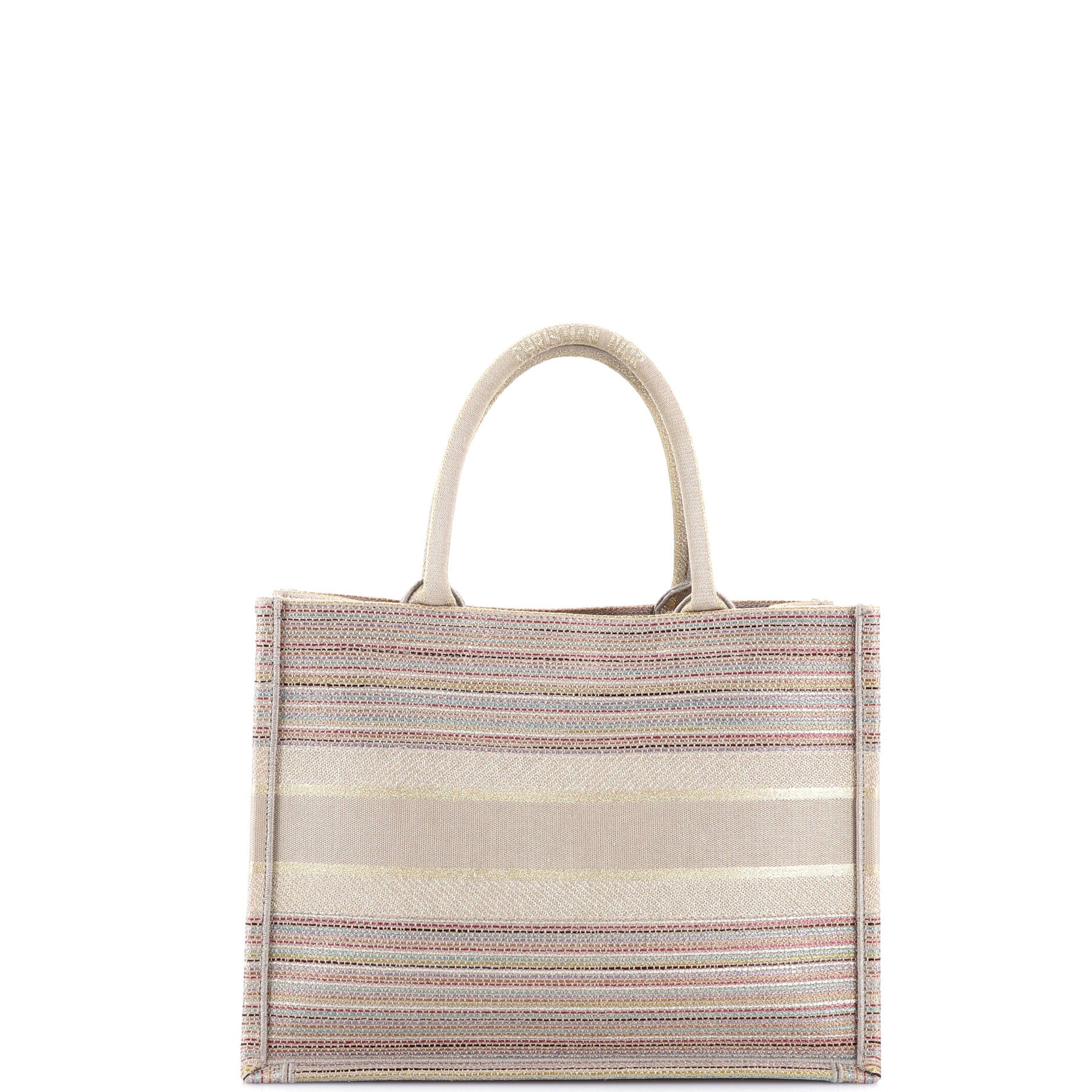 Book Tote Multicolor Stripes Embroidered Canvas Medium