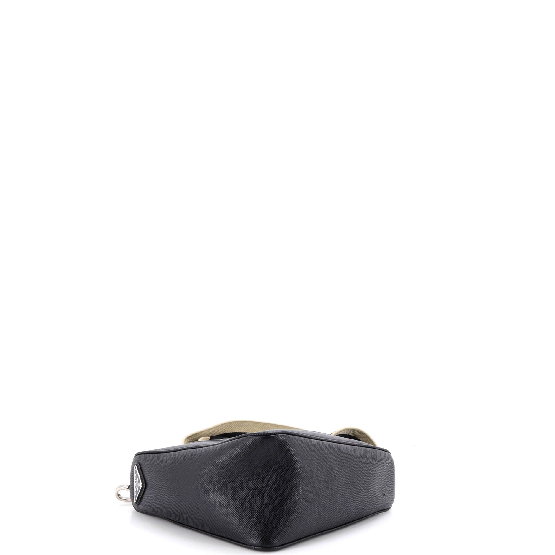 Triangle Logo Zip Crossbody Bag Saffiano Leather Small