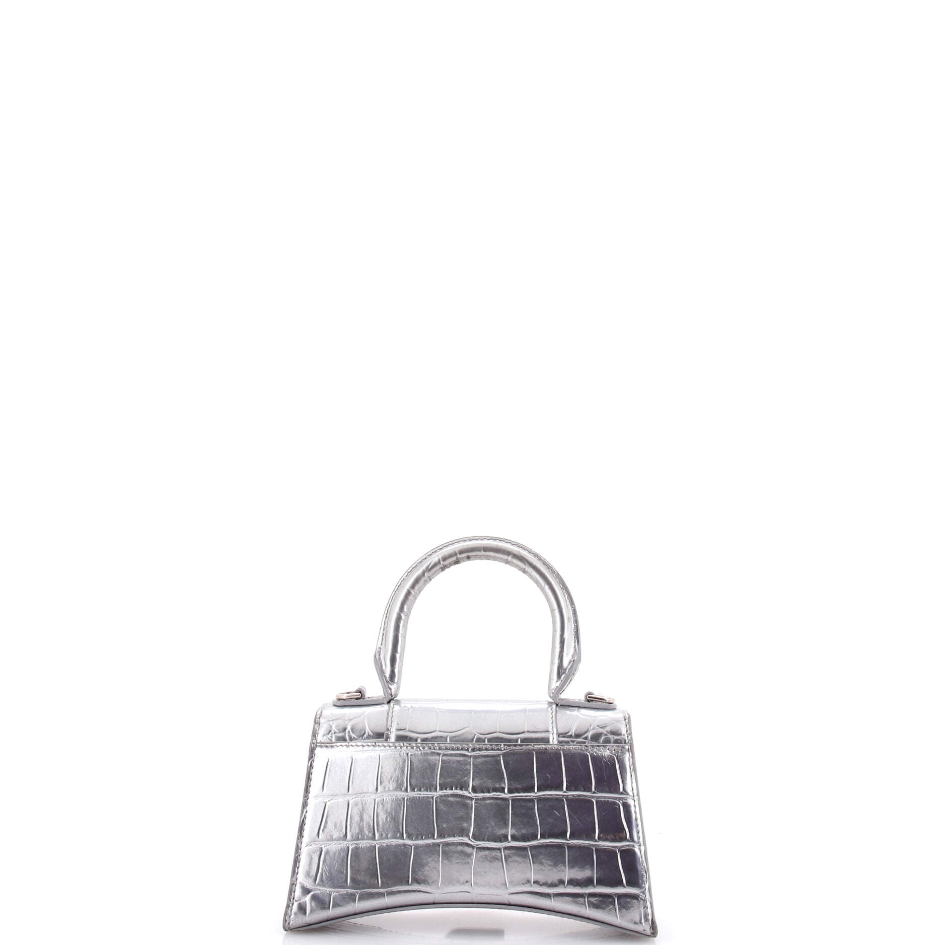 Hourglass Top Handle Bag Crocodile Embossed Leather XS