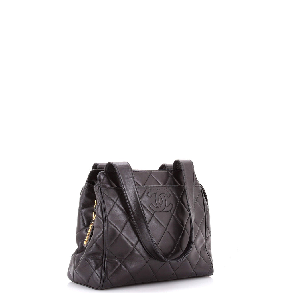 Vintage CC Front Pocket Shoulder Bag Quilted Lambskin Small