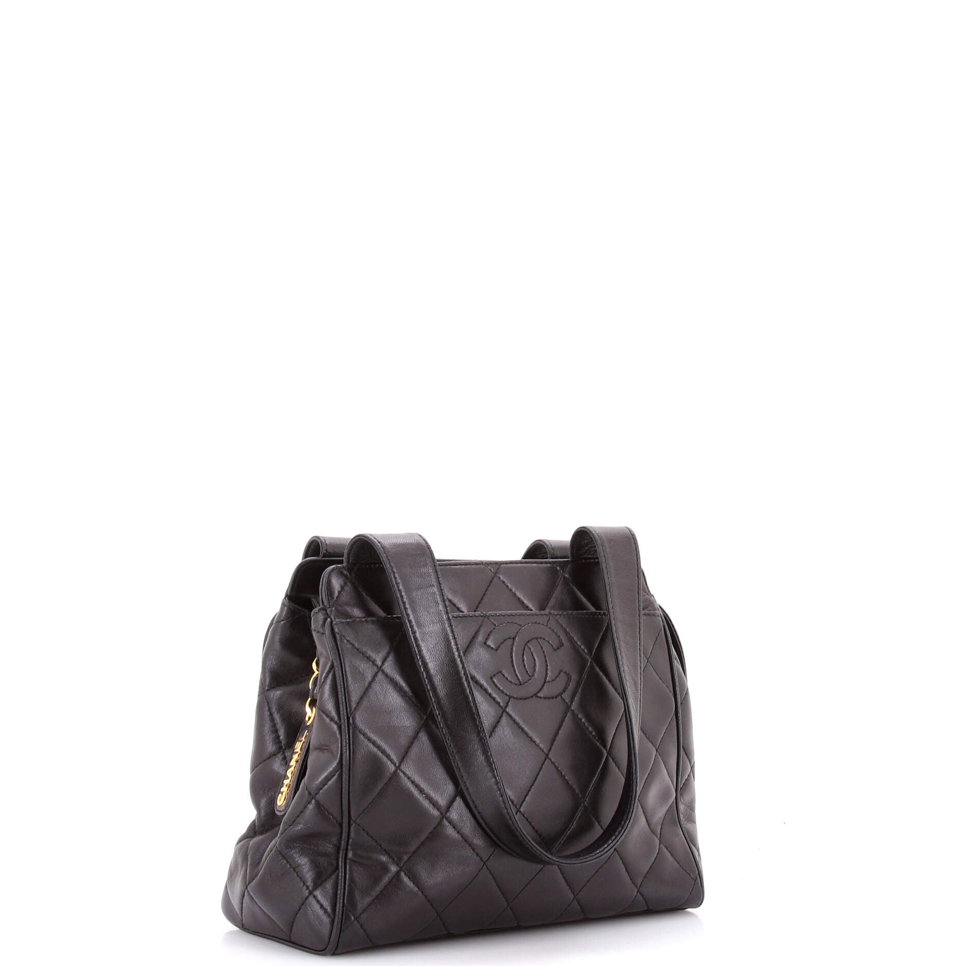 Vintage CC Front Pocket Shoulder Bag Quilted Lambskin Small