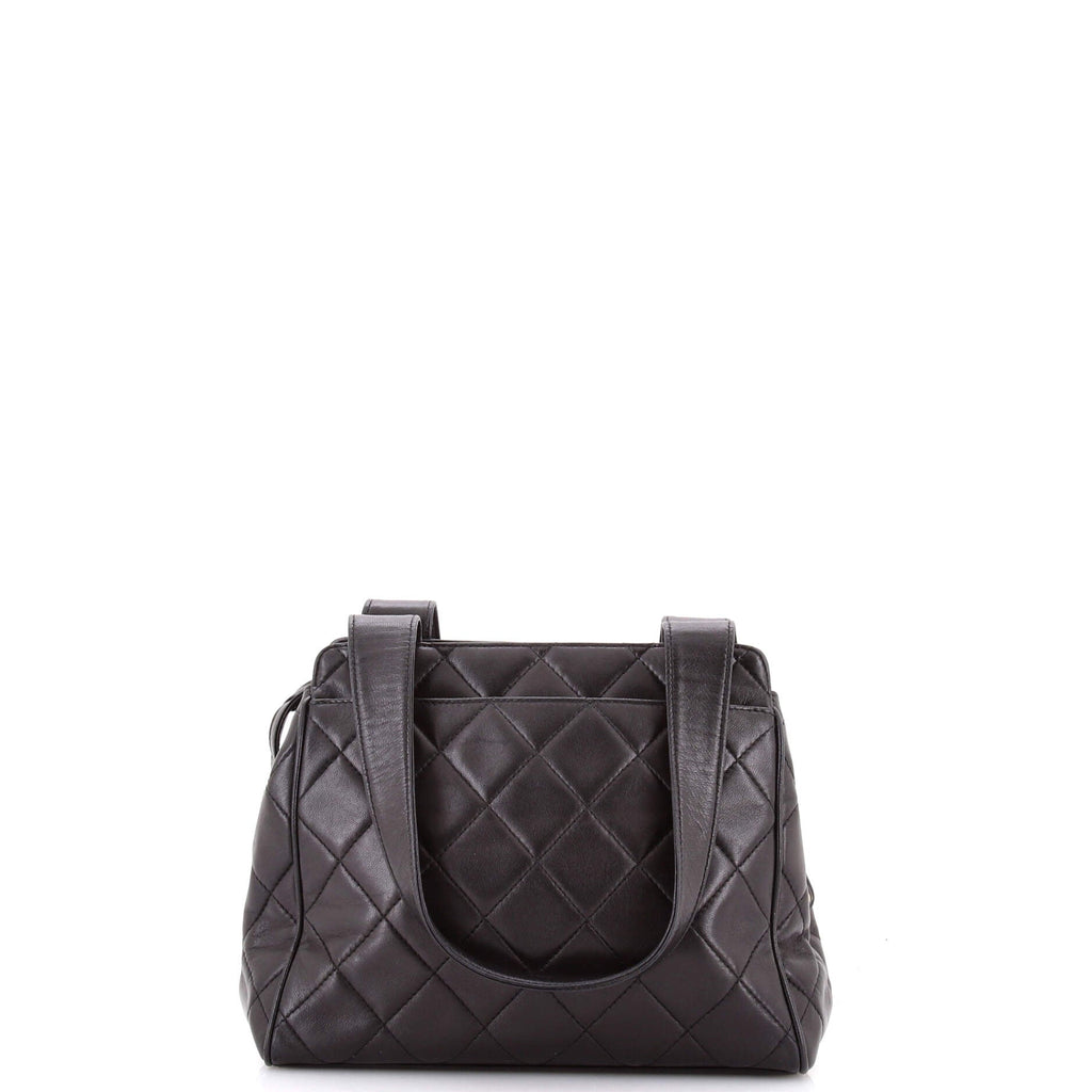 Vintage CC Front Pocket Shoulder Bag Quilted Lambskin Small