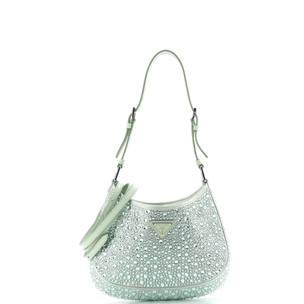 Cleo Shoulder Bag Crystal Embellished Satin Small