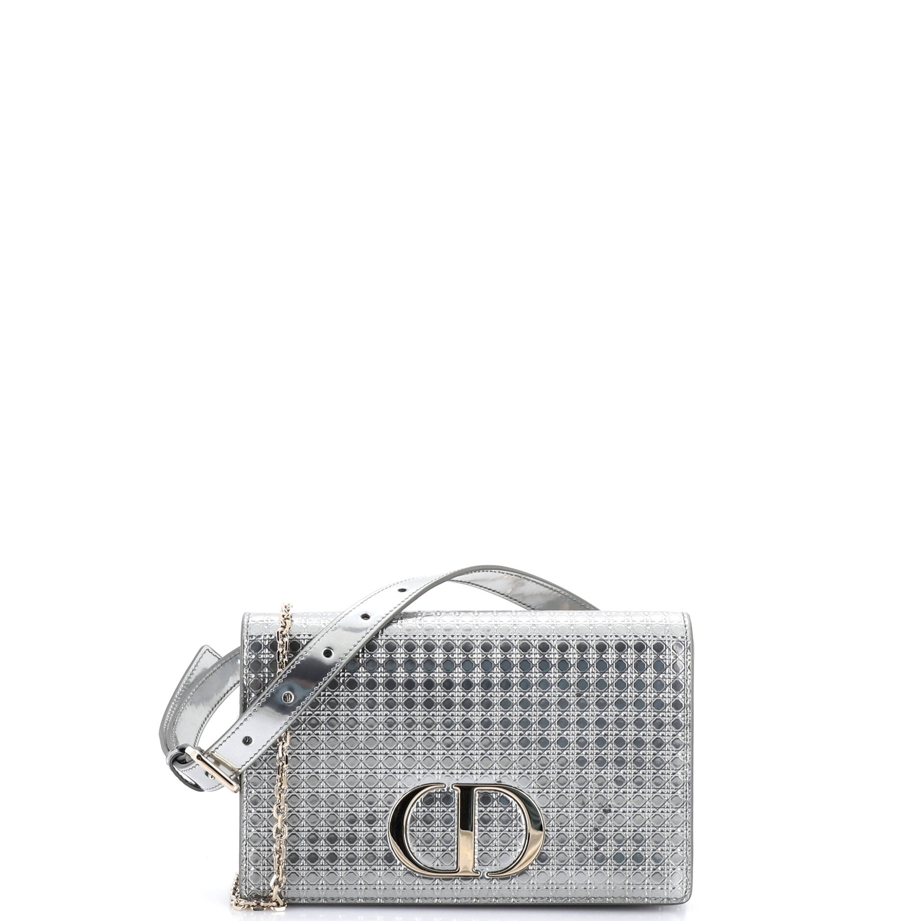 30 Montaigne 2-in-1 Pouch Micro Cannage Metallic Calfskin