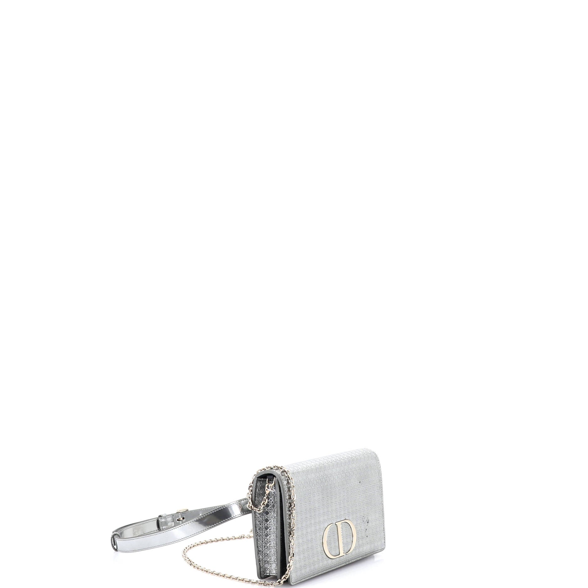 30 Montaigne 2-in-1 Pouch Micro Cannage Metallic Calfskin