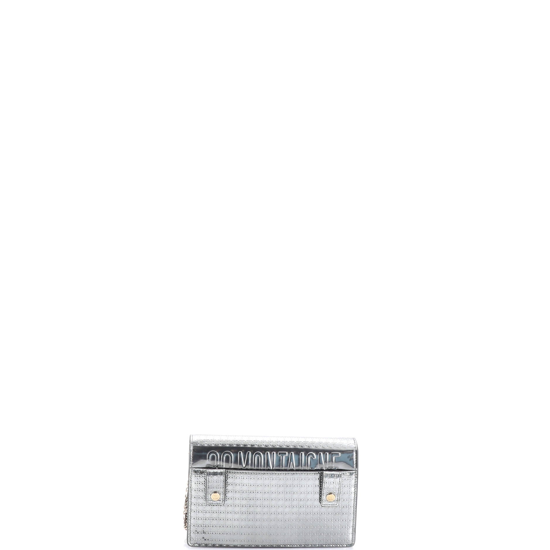 30 Montaigne 2-in-1 Pouch Micro Cannage Metallic Calfskin