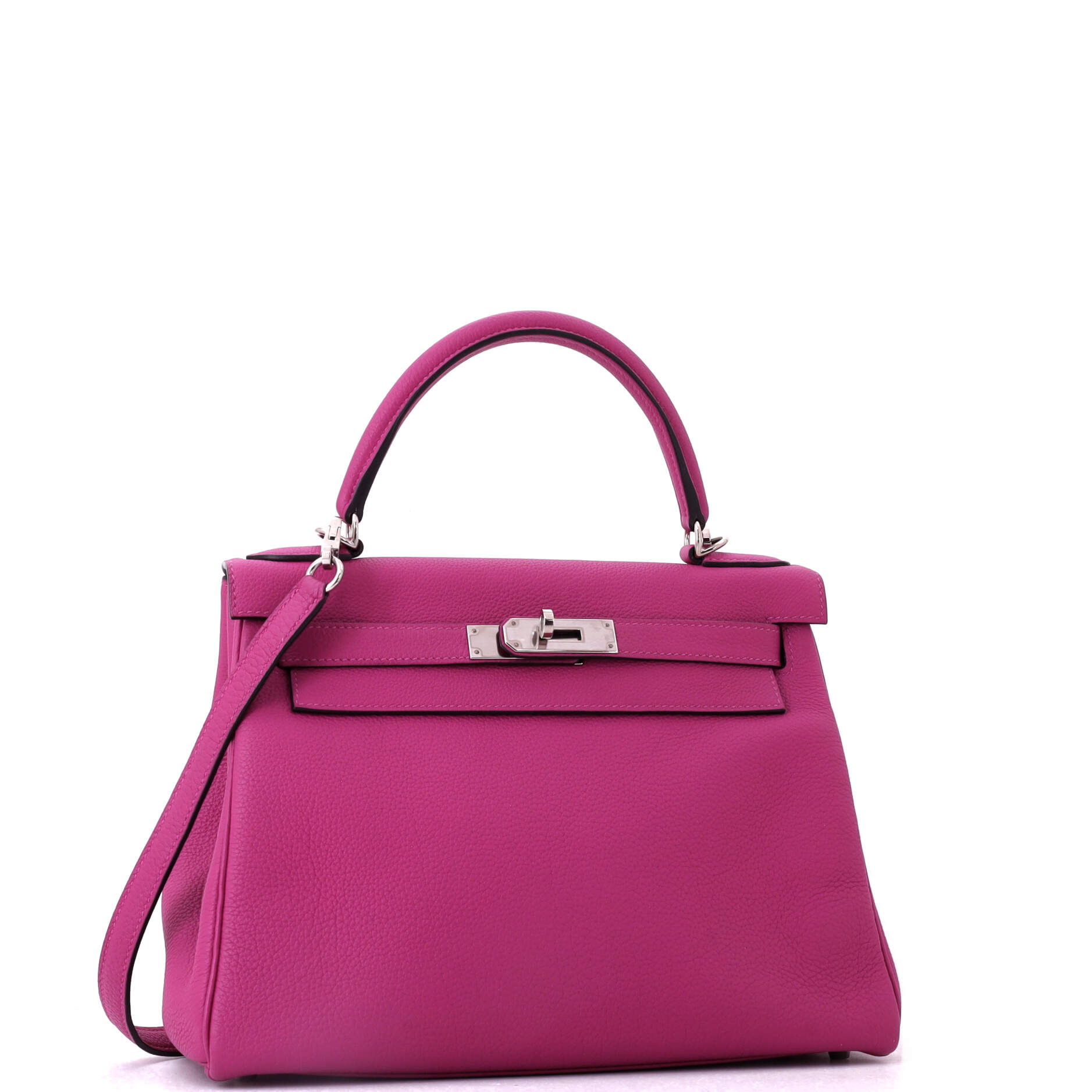 Kelly Handbag Rose Pourpre Togo with Palladium Hardware 28