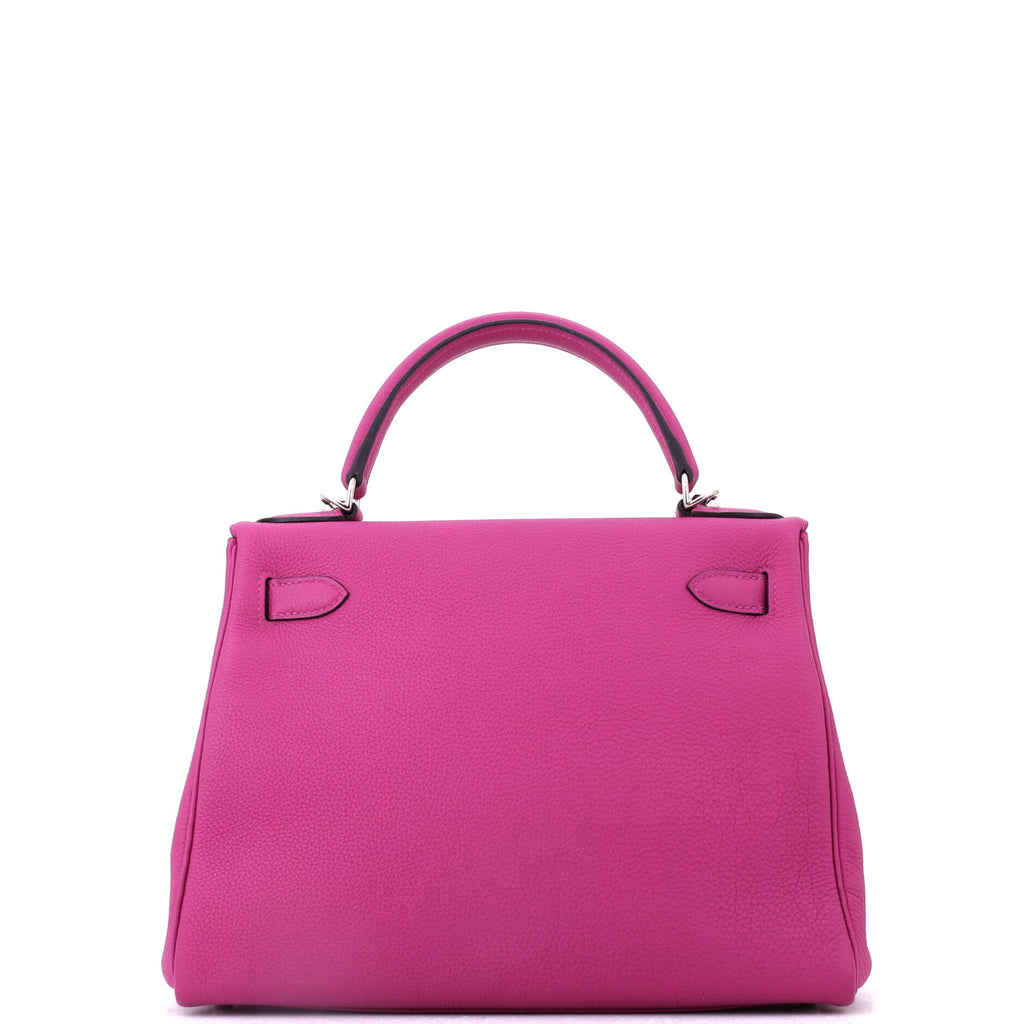 Kelly Handbag Rose Pourpre Togo with Palladium Hardware 28