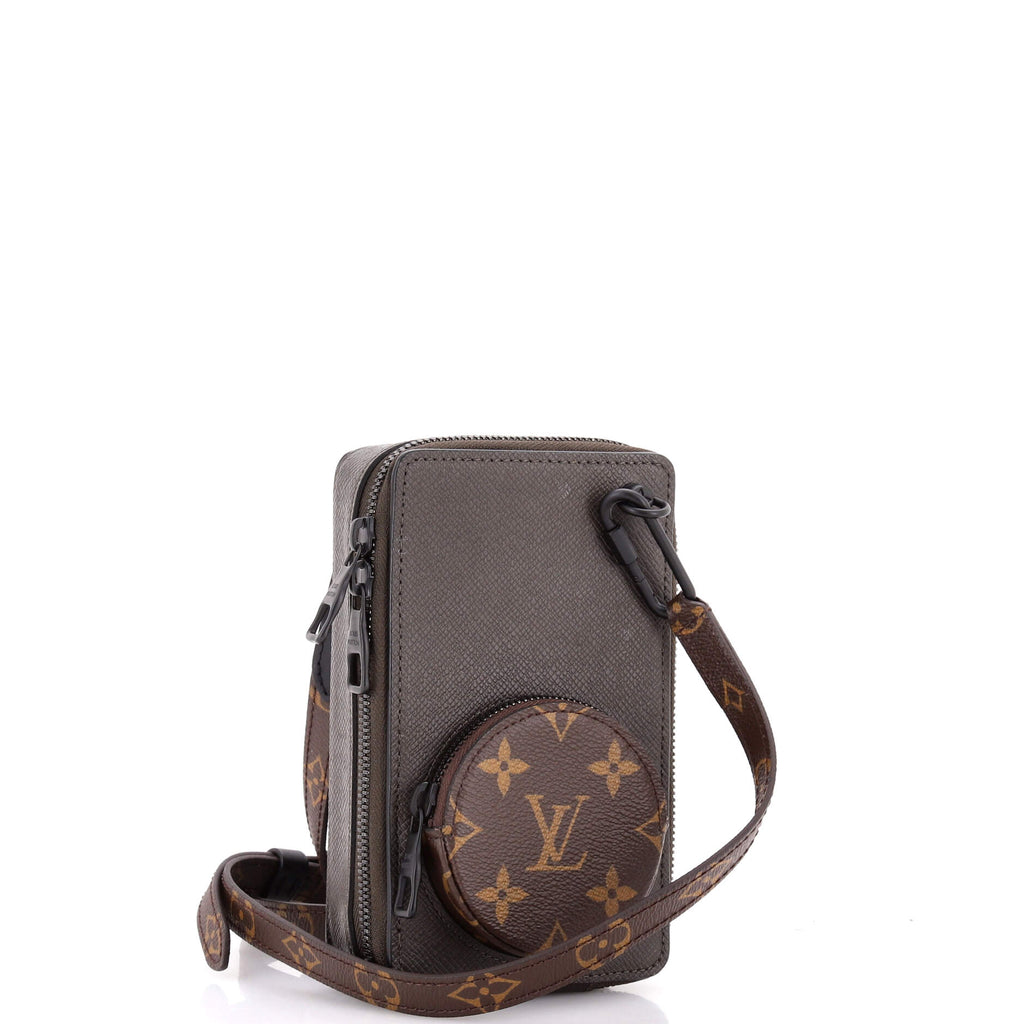 Phone Box Bag Taiga Leather with Monogram Canvas