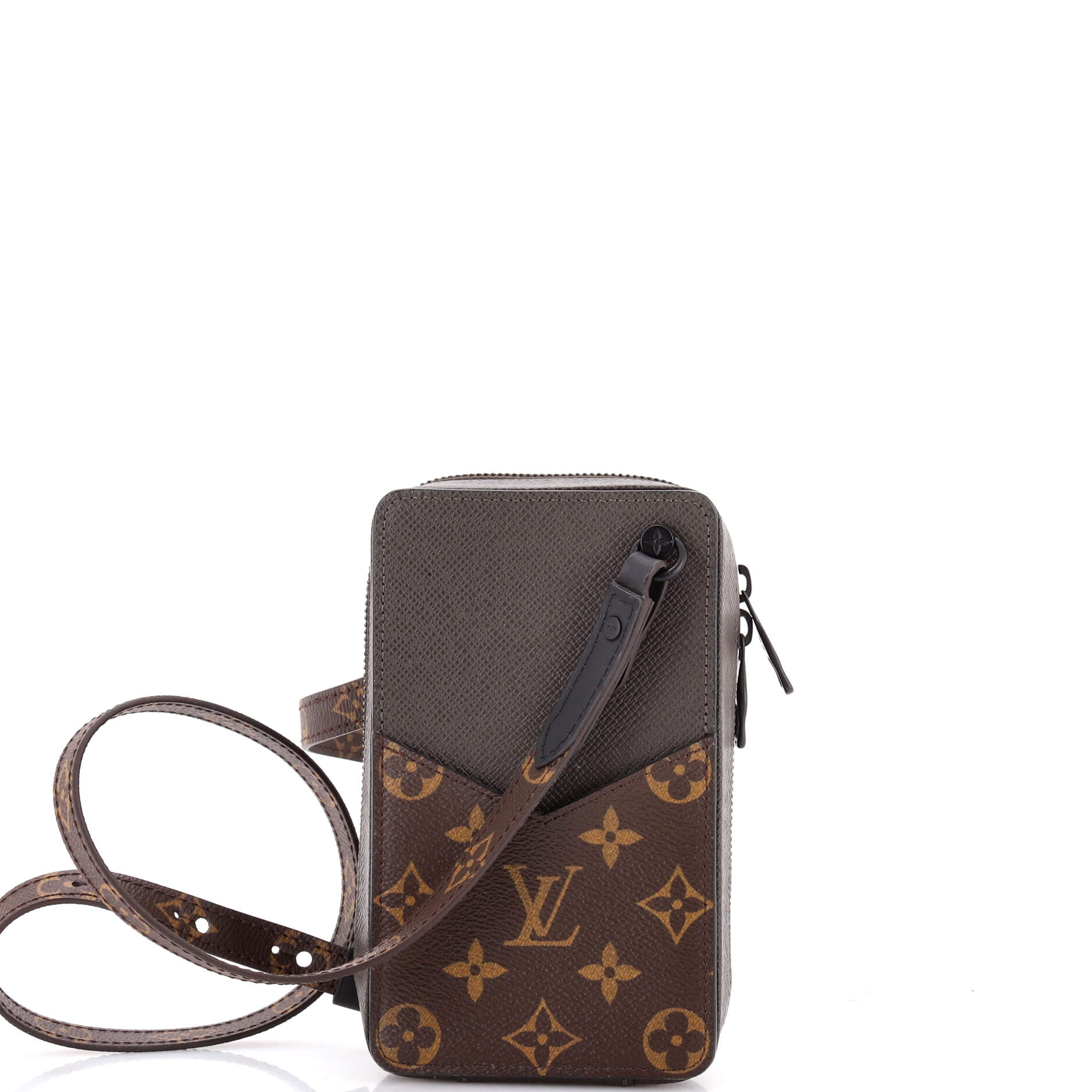 Phone Box Bag Taiga Leather with Monogram Canvas