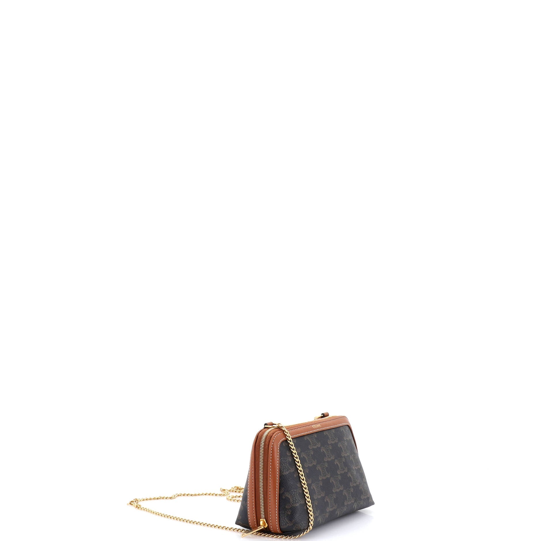 Zip Around Chain Clutch Triomphe Coated Canvas