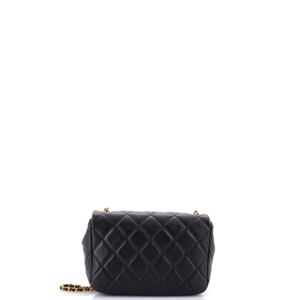 Medallion Pearl Chain Flap Bag Quilted Lambskin Mini