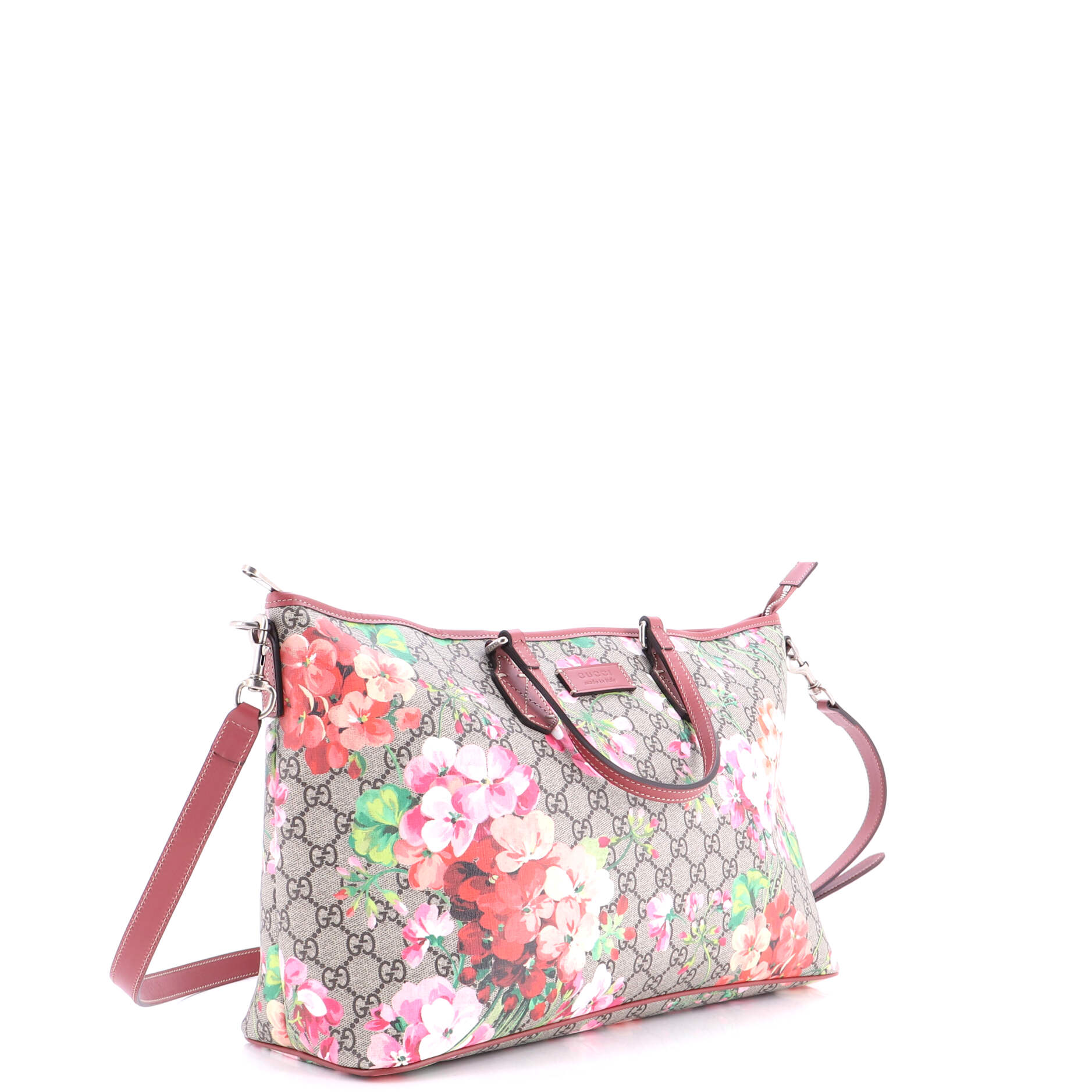 Convertible Zip Tote Blooms Print GG Coated Canvas Large