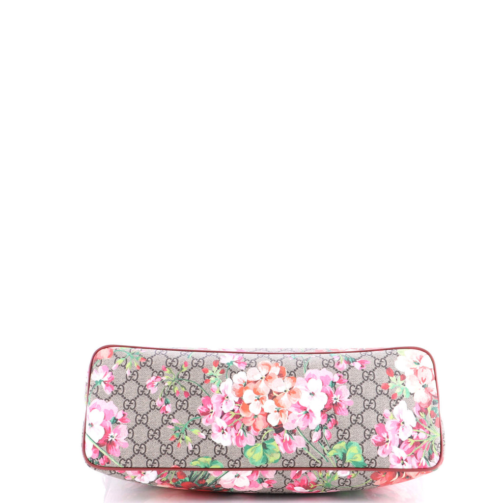 Convertible Zip Tote Blooms Print GG Coated Canvas Large
