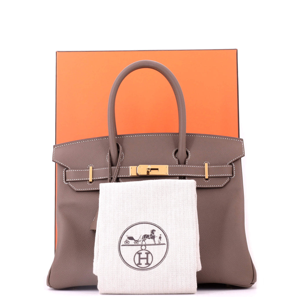 Birkin Handbag Grey Epsom with Gold Hardware 30