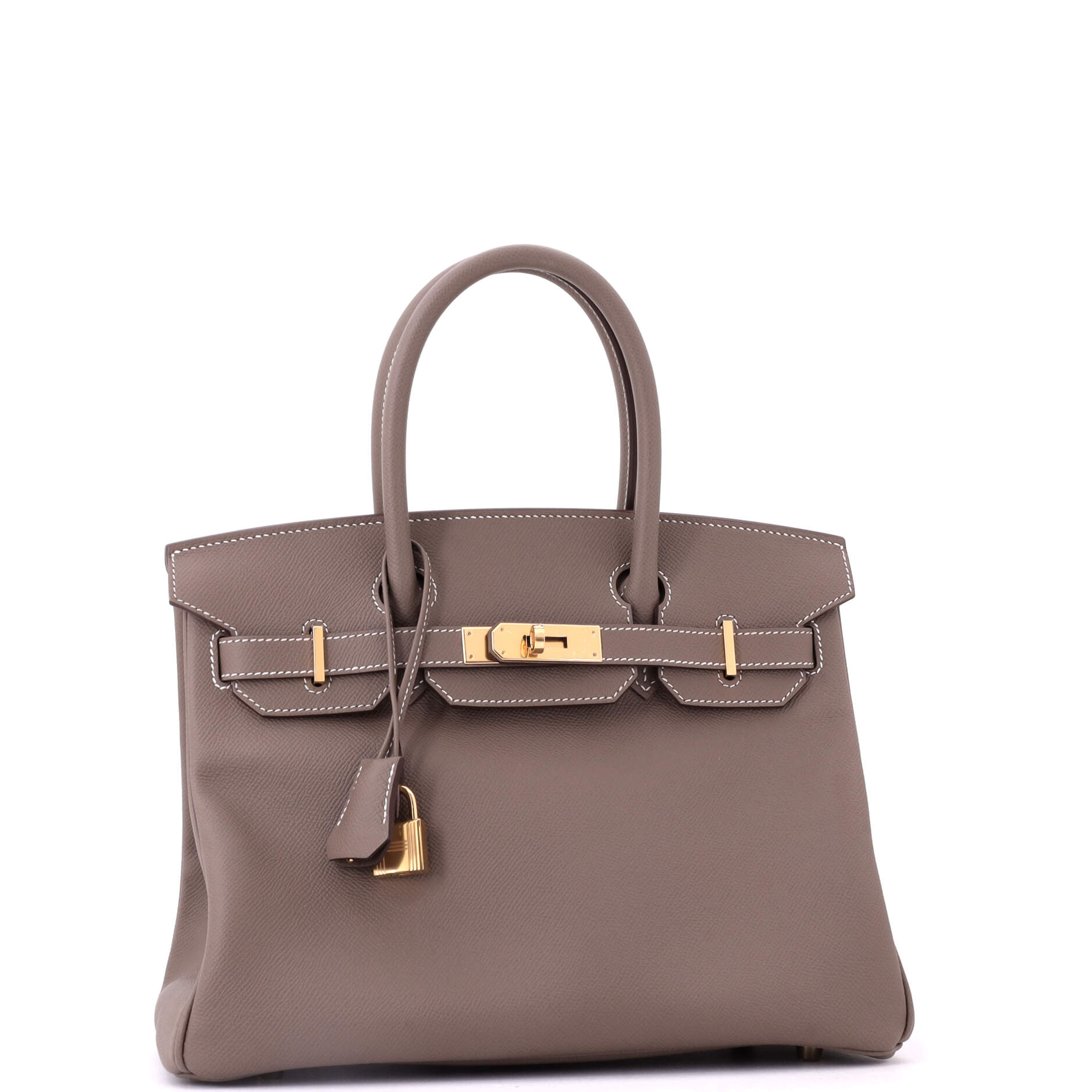 Birkin Handbag Grey Epsom with Gold Hardware 30