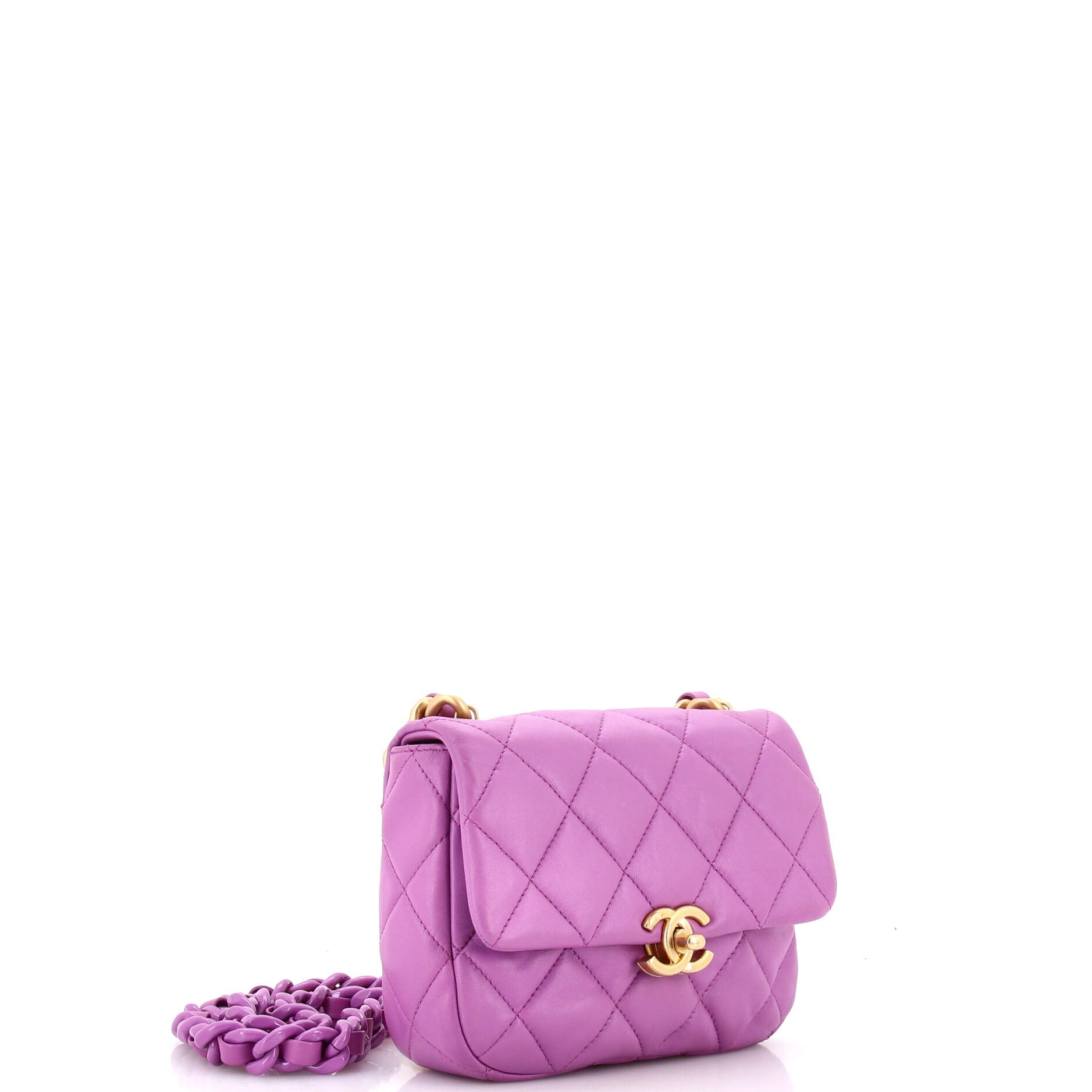 Lacquered Metal CC Flap Bag Quilted Lambskin Mini