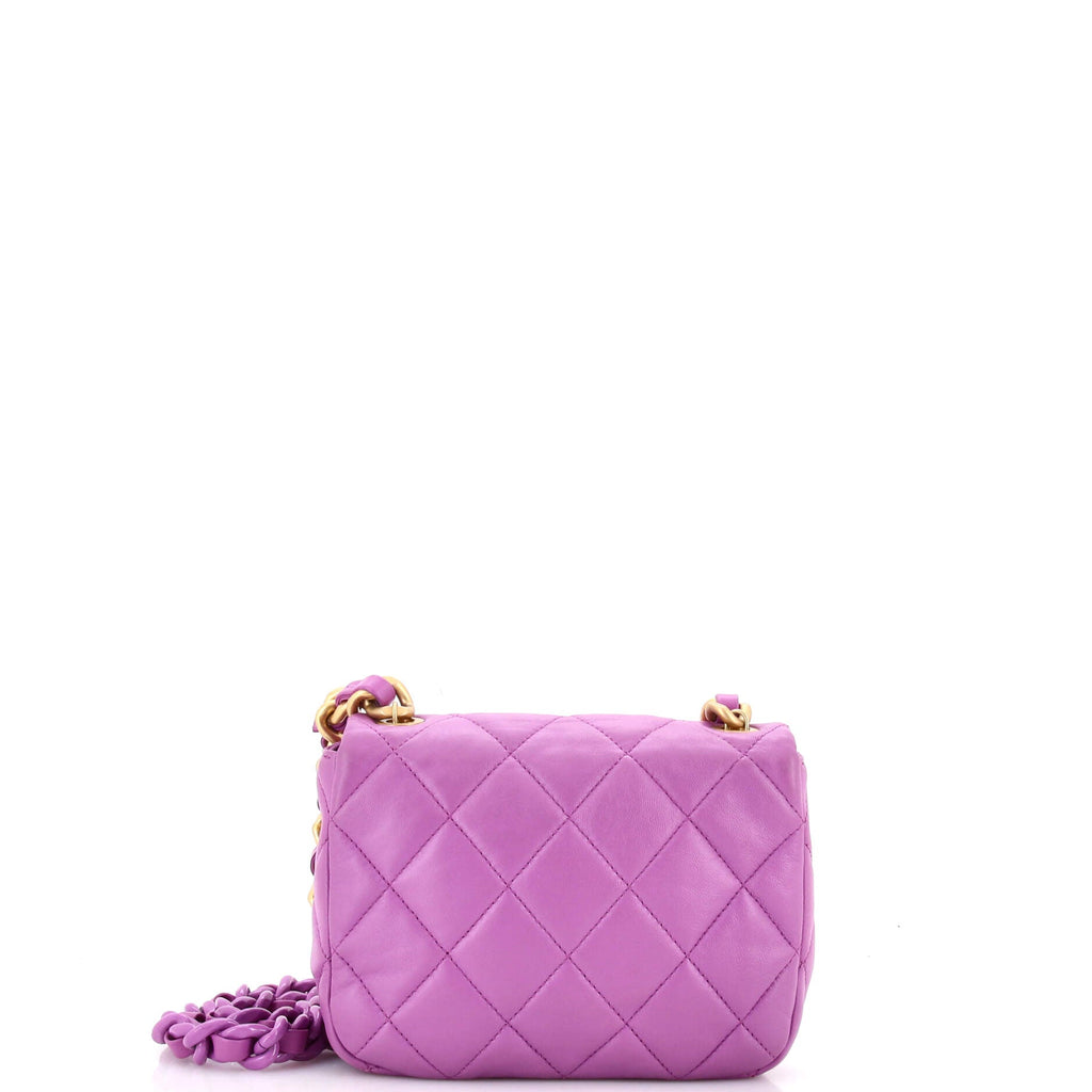 Lacquered Metal CC Flap Bag Quilted Lambskin Mini