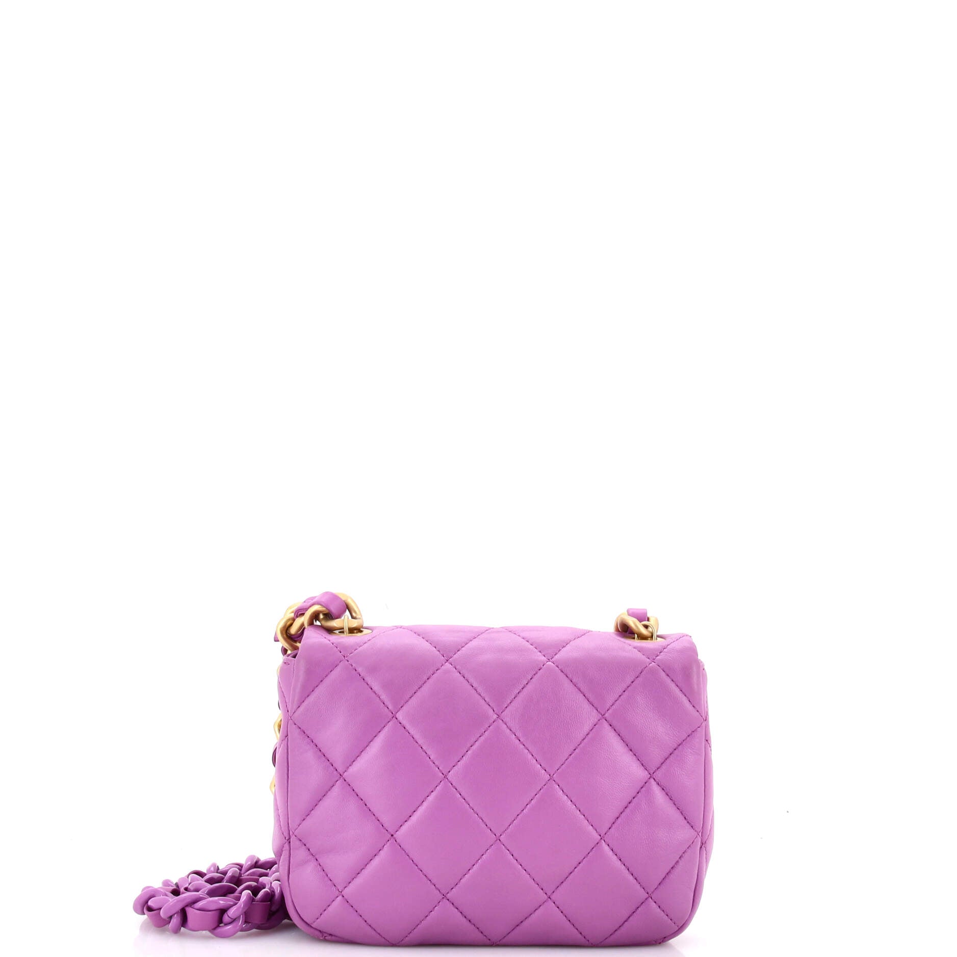 Lacquered Metal CC Flap Bag Quilted Lambskin Mini