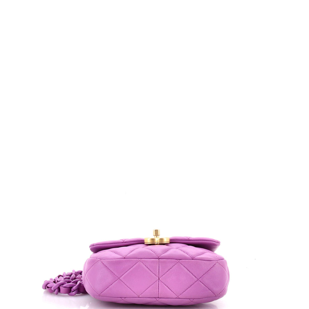 Lacquered Metal CC Flap Bag Quilted Lambskin Mini
