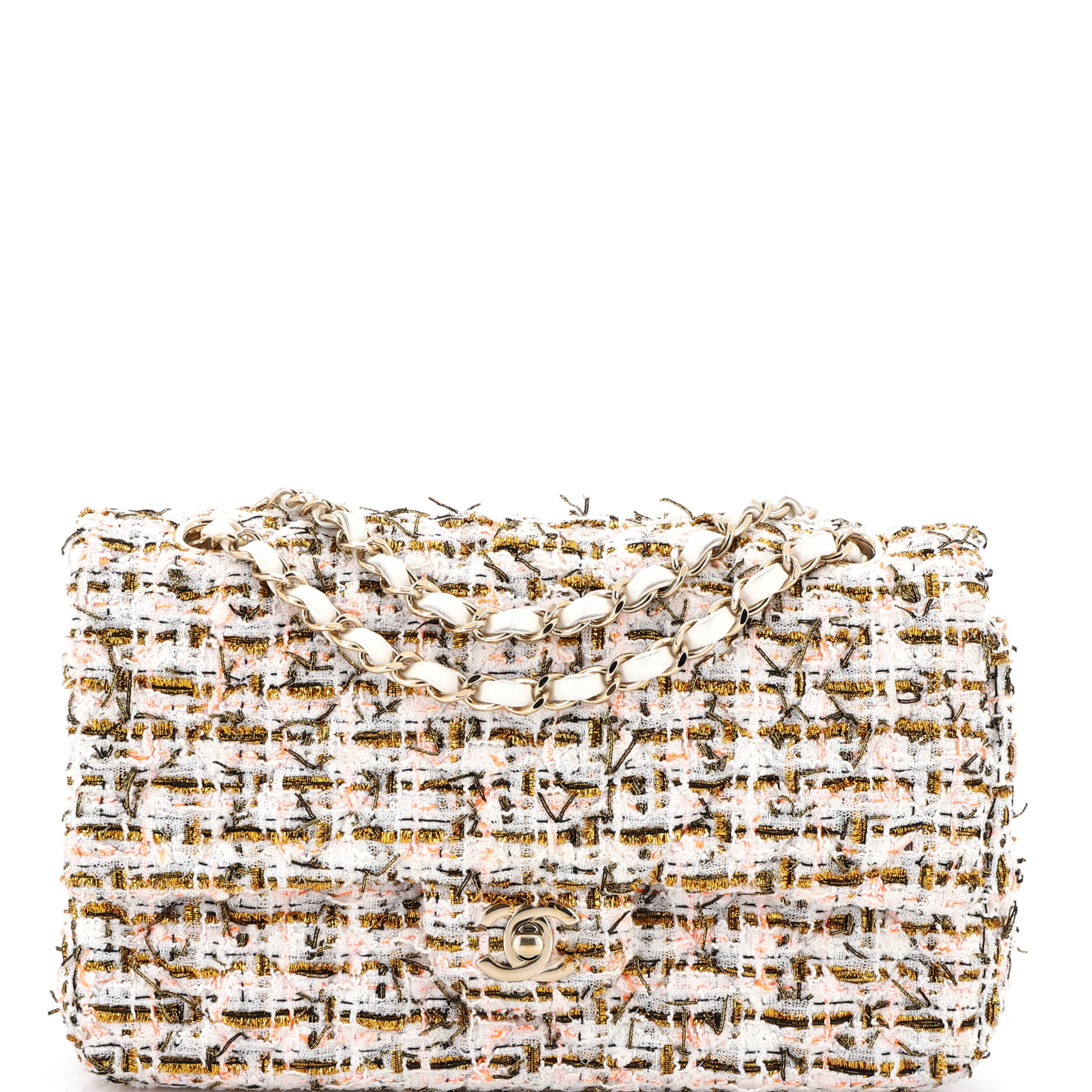 Classic Double Flap Bag Quilted Tweed and Ribbon Medium