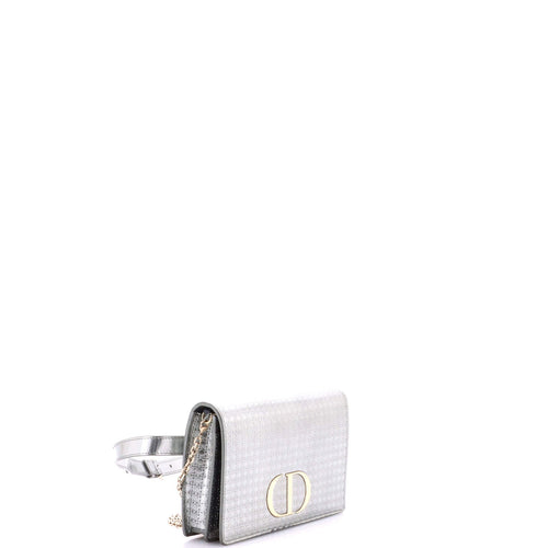 30 Montaigne 2-in-1 Pouch Micro Cannage Metallic Calfskin