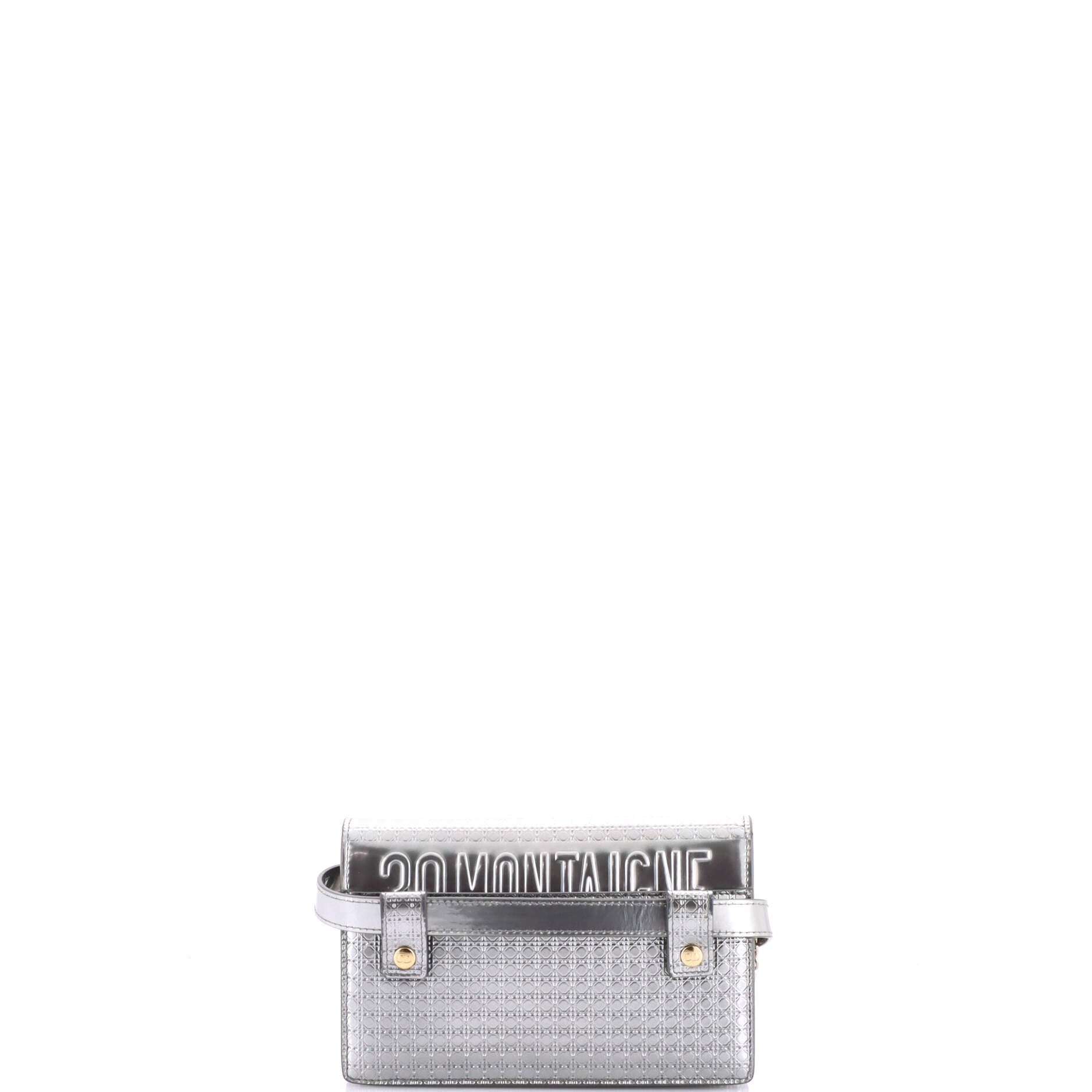 30 Montaigne 2-in-1 Pouch Micro Cannage Metallic Calfskin