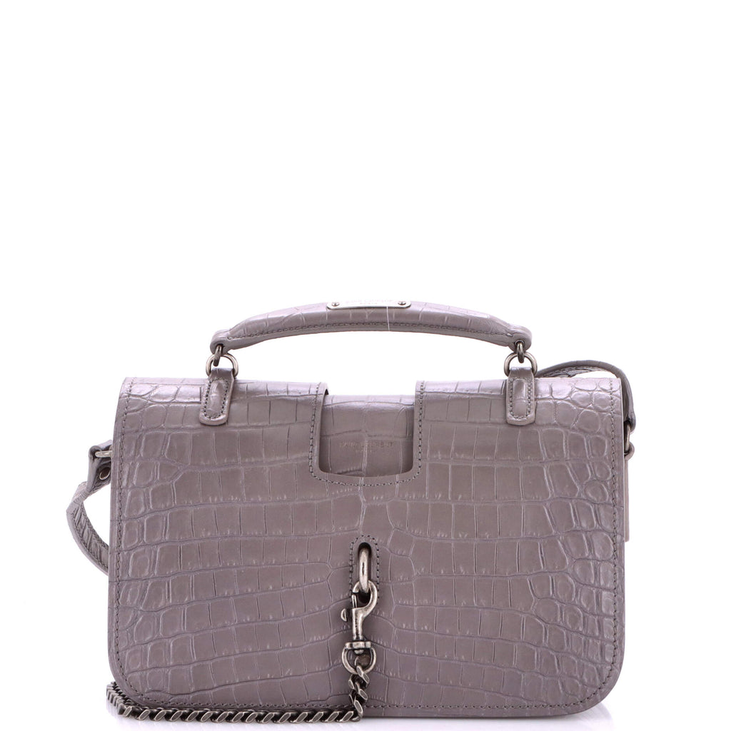 Charlotte Messenger Bag Crocodile Embossed Leather Medium