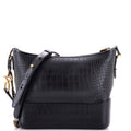 Gabrielle Hobo with Logo Handle Crocodile Embossed Calfskin Medium