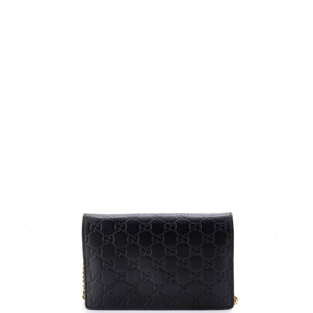 Crystal Cat Wallet on Chain Guccissima Leather