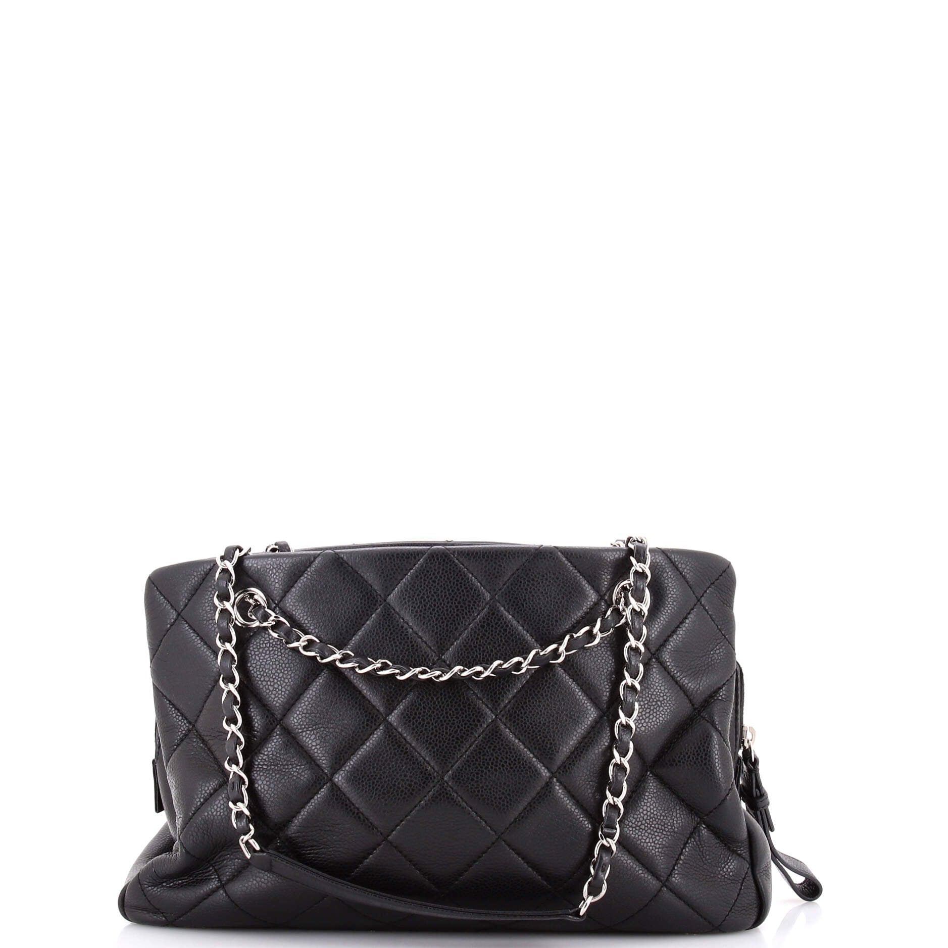 Timeless CC Shopping Tote Quilted Caviar Medium