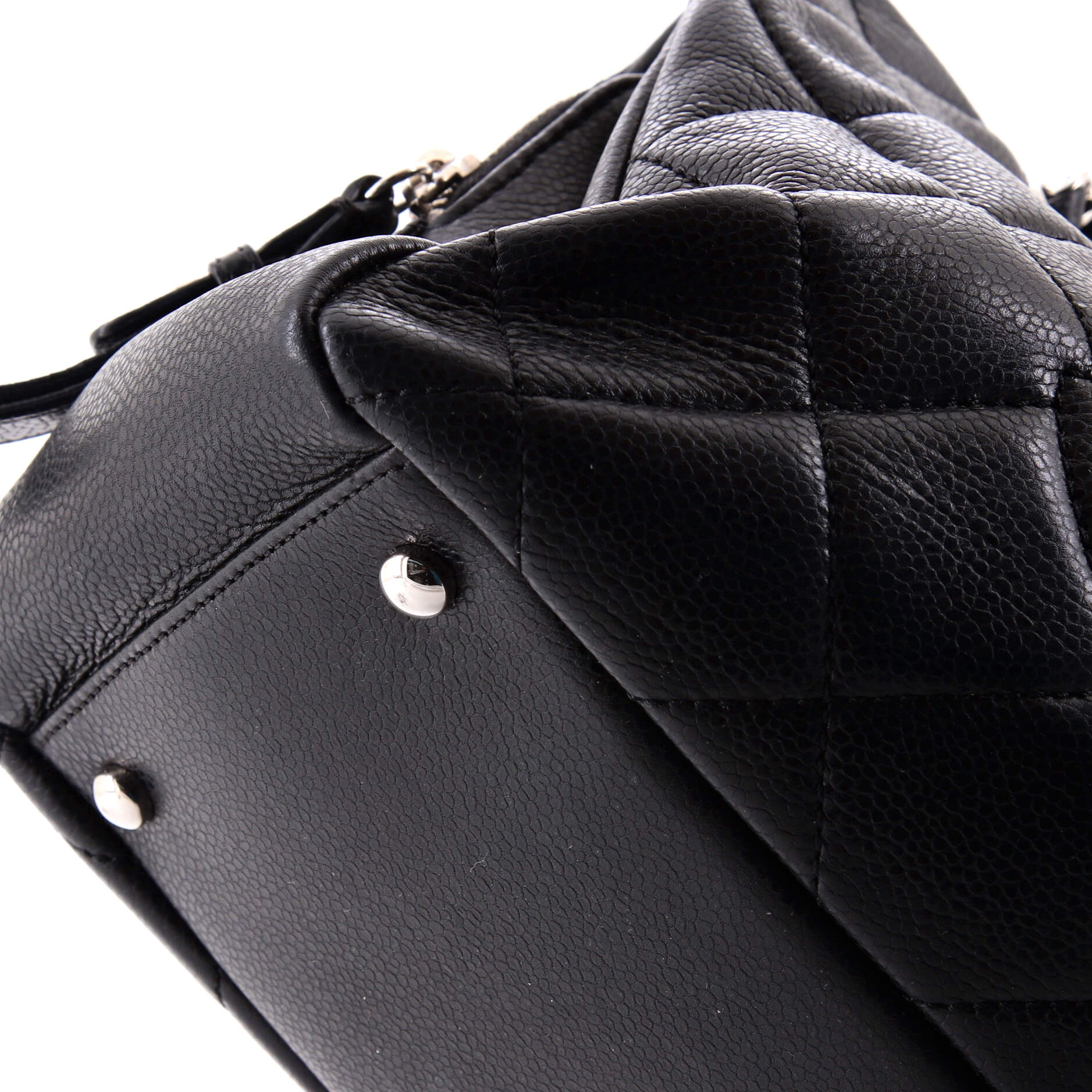 Timeless CC Shopping Tote Quilted Caviar Medium