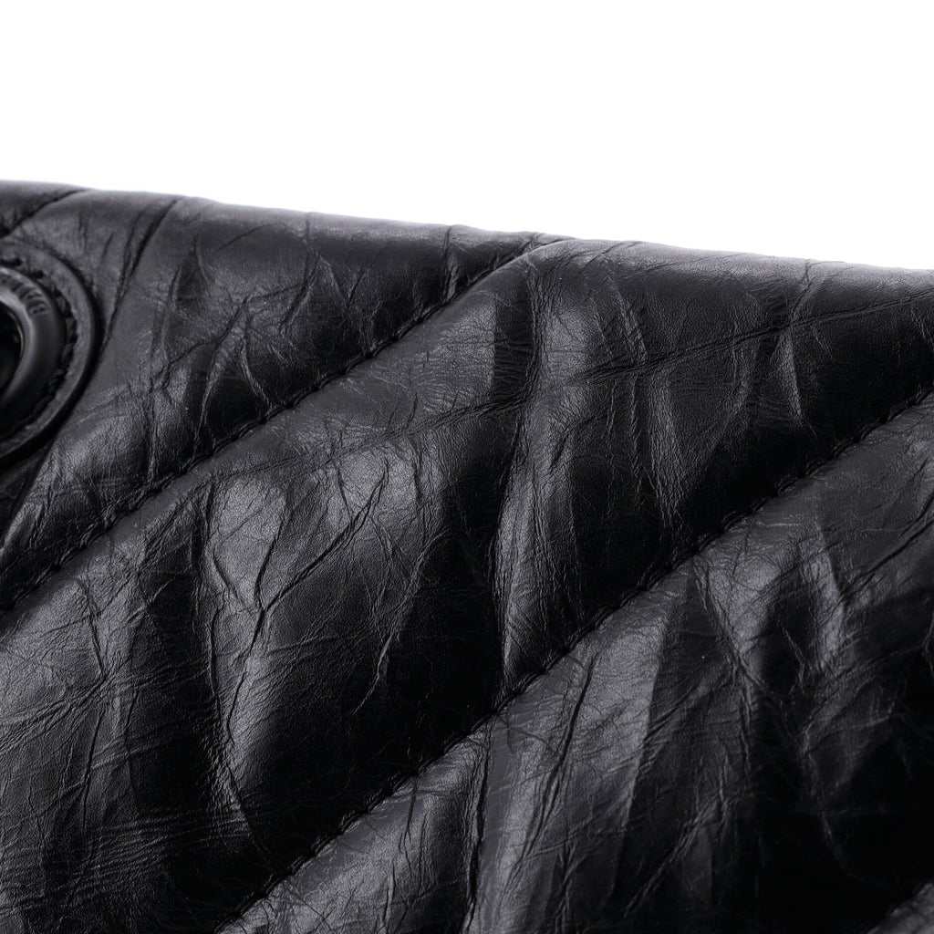 Crush Chain Flap Bag Quilted Crushed Calfskin Small