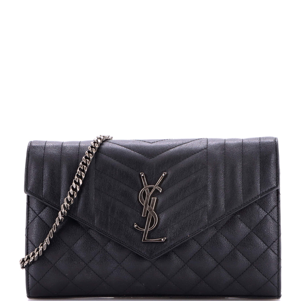 Classic Monogram Chain Wallet Mixed Matelasse Leather Medium