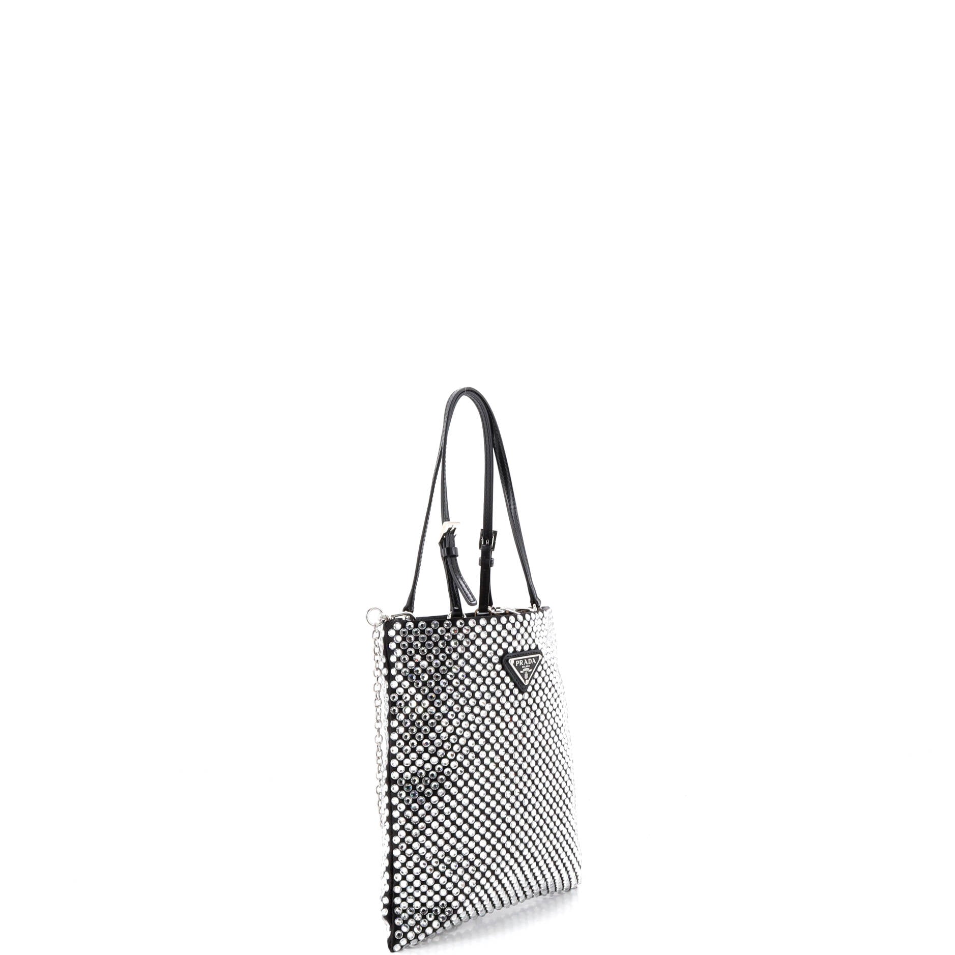 Convertible Open Tote Crystal Embellished Satin Mini