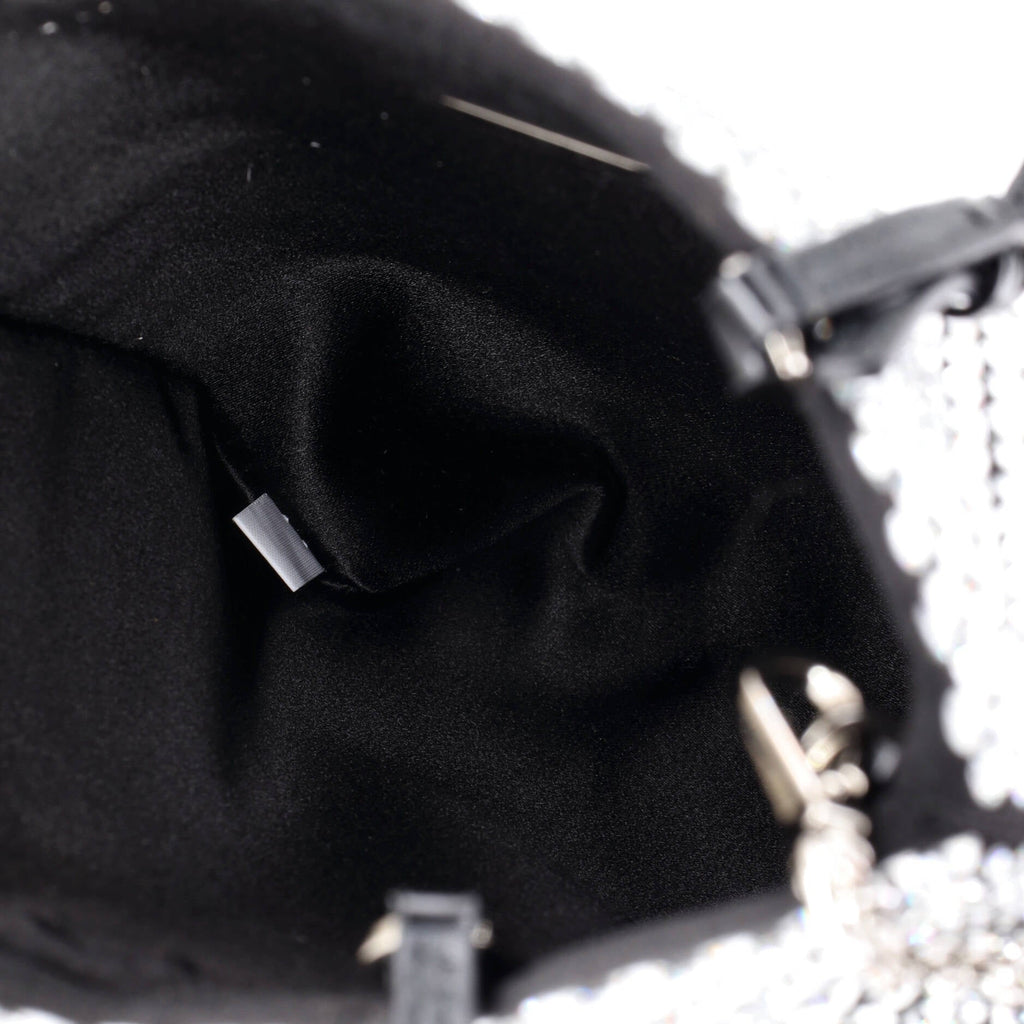Convertible Open Tote Crystal Embellished Satin Mini
